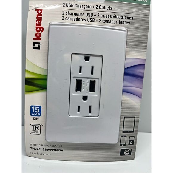 LEGRAND Radiant Tamper Resistant 2 USB 3.1A Outlet 15 Amp 125V - Picture 3 of 7